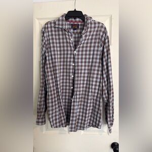 Classic Plaid Long-Sleeve Shirt in Brown and Light Blue